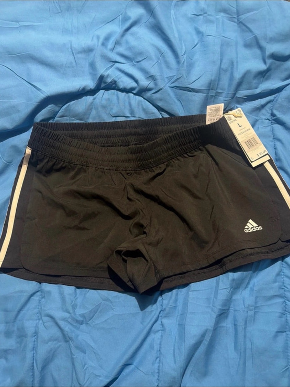 adidas Black Athletic Shorts with White Side Stripes